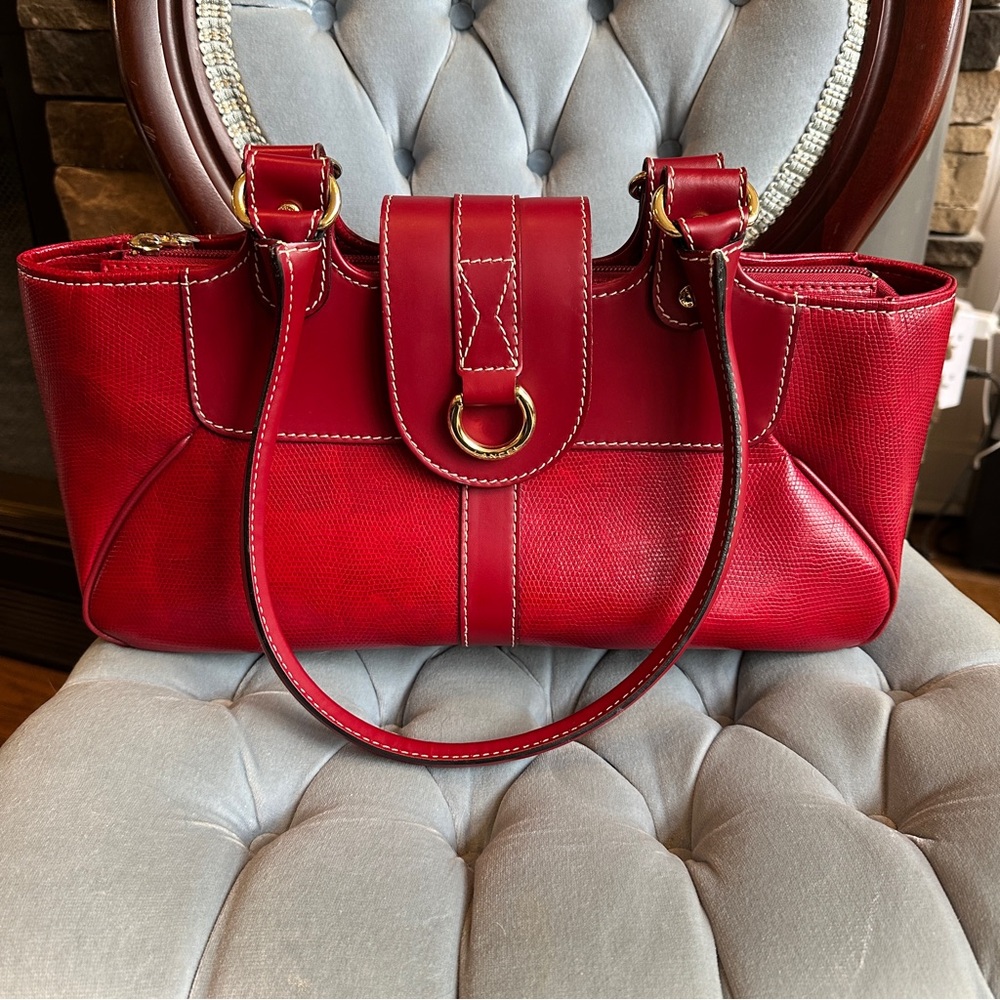 Lancel Paris NWOT Red Leather Shoulder Bag Purse With Gold Hardware
